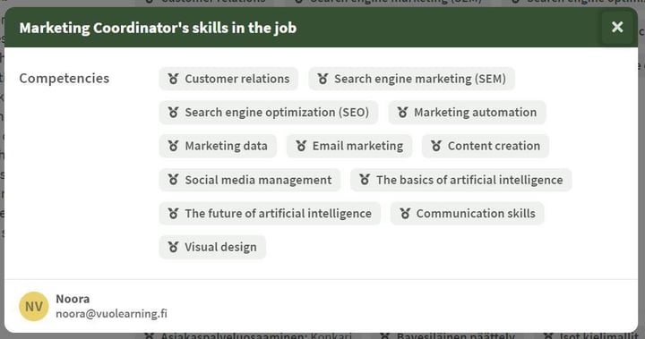 Matching-user-for-the-competency-profile-in-Vuolearling-online-learning-platform
