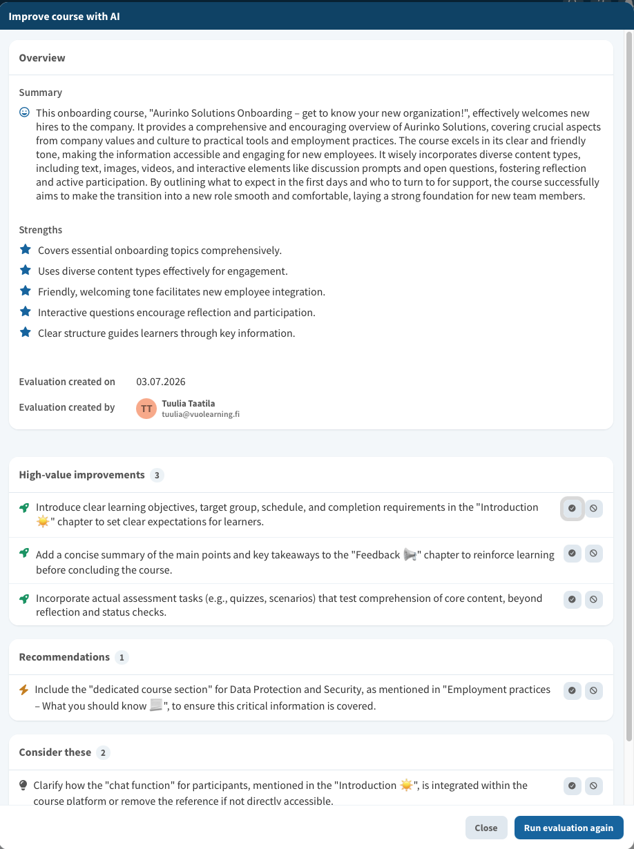 ai learning designer vuolearning