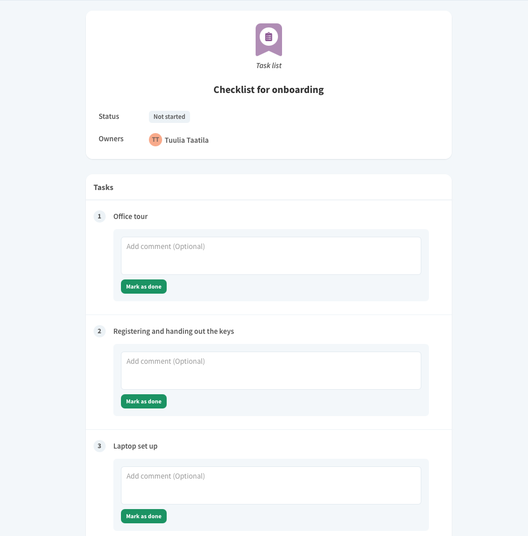task list users view